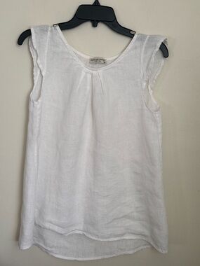 Terzo Millennio White Linen  Sleeveless Top